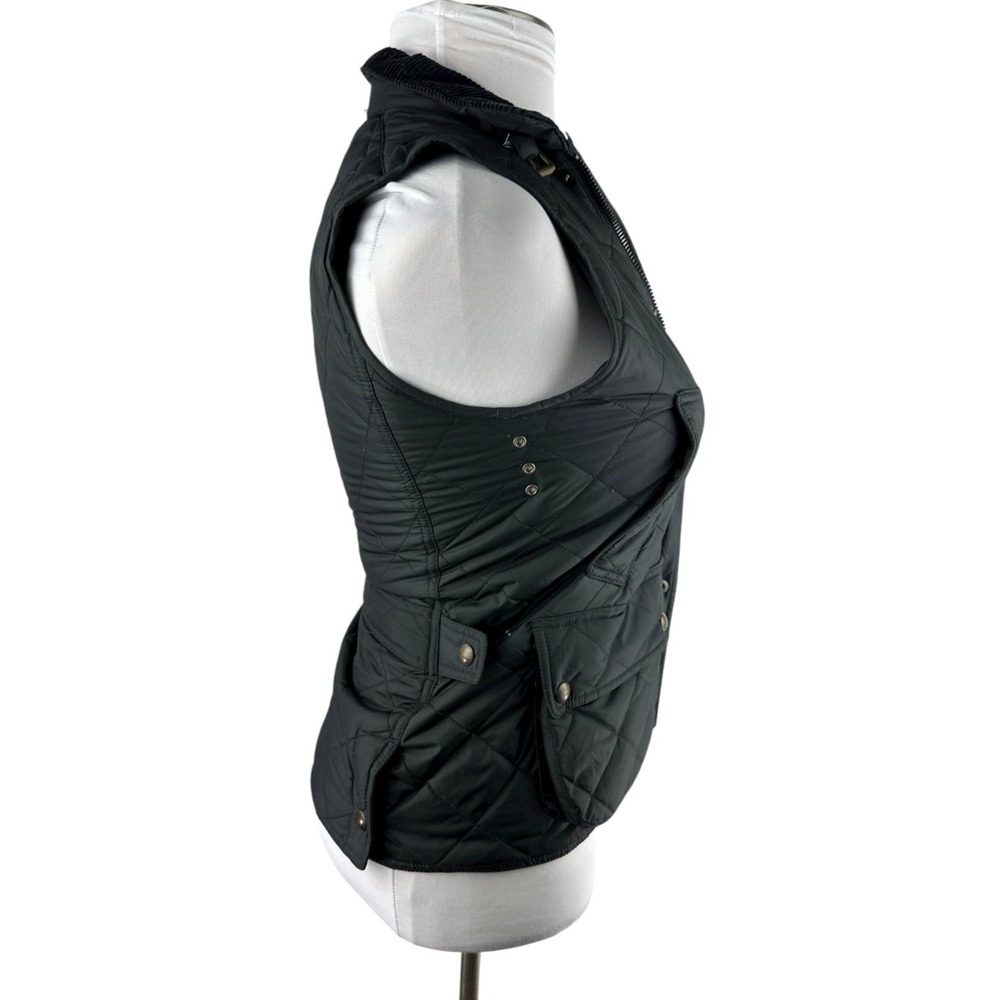Polo Ralph Lauren Diamond Quilted Vest XS Black Full Zip Corduroy Collar Belt - Picture 12 of 16
